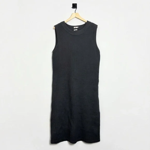 Faherty Dream Gauze Costa Midi Dress Washed Black Organic Cotton Sleeveless S - Picture 3 of 9